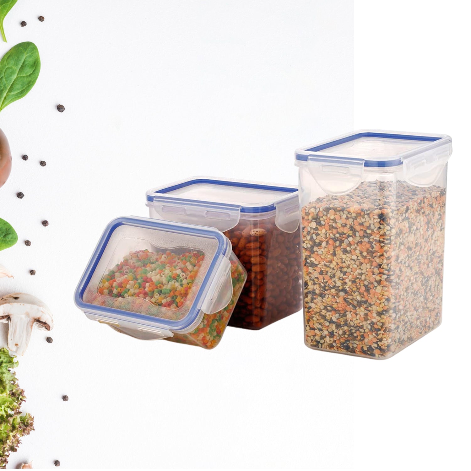 5800 Classics Rectangular Plastic Airtight Food Storage Containers With Leak Proof Locking Lid Storage Container Set Of 3 Pc( Approx Capacity 500ml1000ml1500ml Transparent) 5800 Classics Rectangular Plastic Airtight Food Storage Containers With Leak Proof Locking Lid Storage Container Set Of 3 Pc( Approx Capacity 500ml1000ml1500ml Transparent)